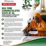 NOA Congratulates Yobe at 35, Urges Citizens to Appreciate Development